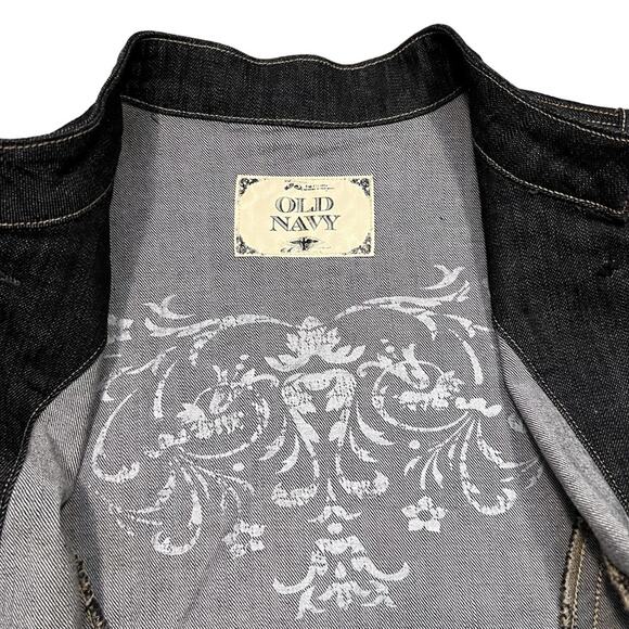 Old Navy Dark Indigo Vintage Y2K Cropped Structured Denim Jacket Womens Medium - Picture 8 of 8